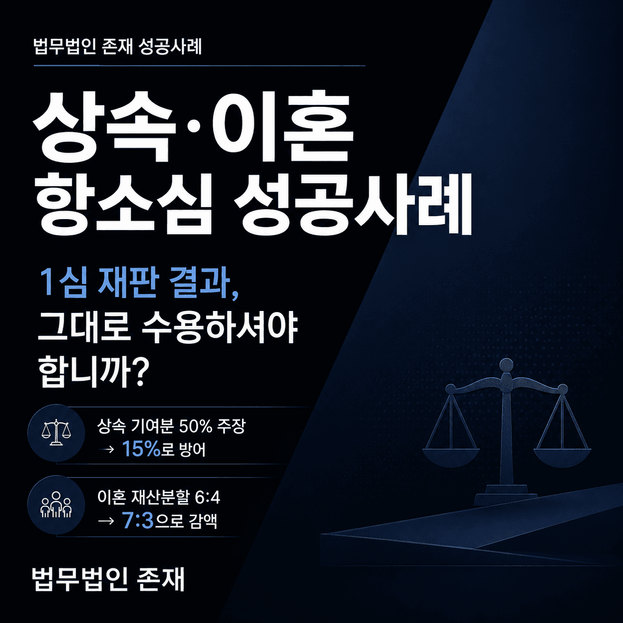 상속재산분할 기여분 50%와 이혼 재산분할 6:4, 항고·항소심에서 다시 다툰 성공사례